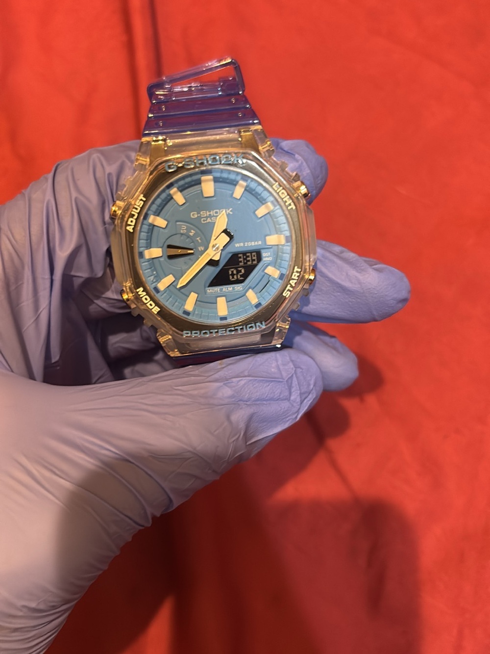 Casio G-Shock Blue Dial Transparent Gradient Strap Watch